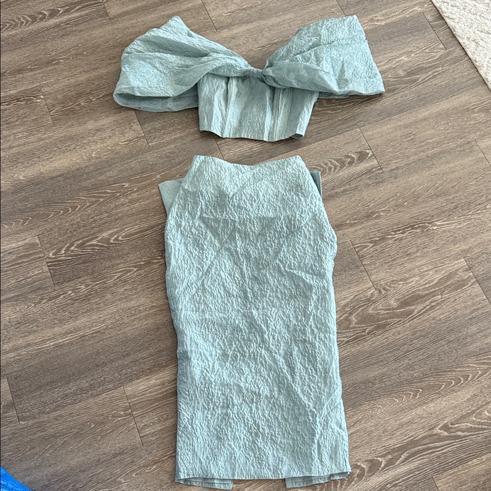 ASOS Luxe Textured light blue/grey Dress
